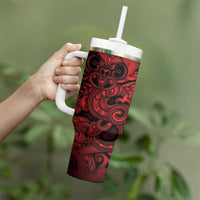 Aotearoa Maori Hei Tiki Tumbler With Handle Whero Kowhaiwhai Puhoro Motif LT9 - Polynesian Pride