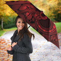 Aotearoa Maori Hei Tiki Umbrella Whero Kowhaiwhai Puhoro Motif LT9 - Polynesian Pride