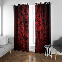 Aotearoa Maori Hei Tiki Window Curtain Whero Kowhaiwhai Puhoro Motif LT9 With Grommets Red - Polynesian Pride