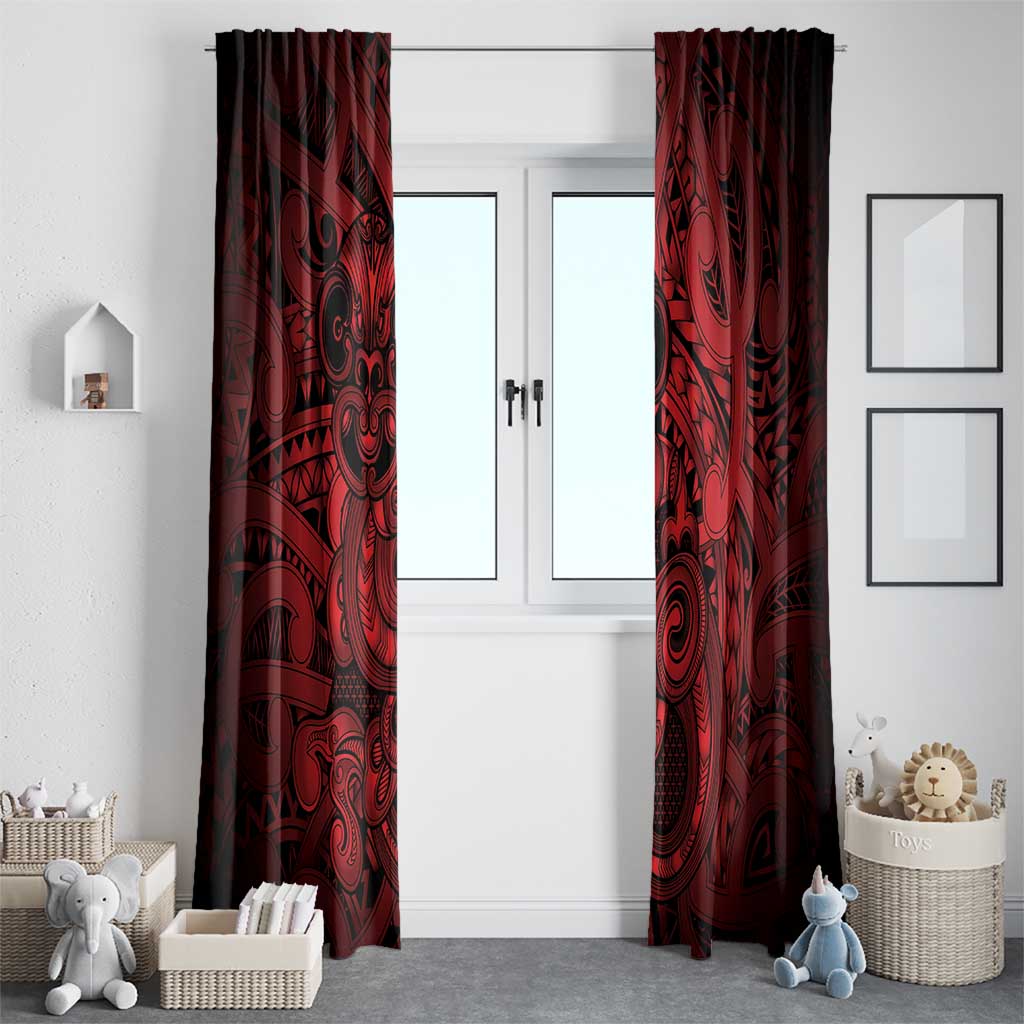 Aotearoa Maori Hei Tiki Window Curtain Whero Kowhaiwhai Puhoro Motif LT9 - Polynesian Pride