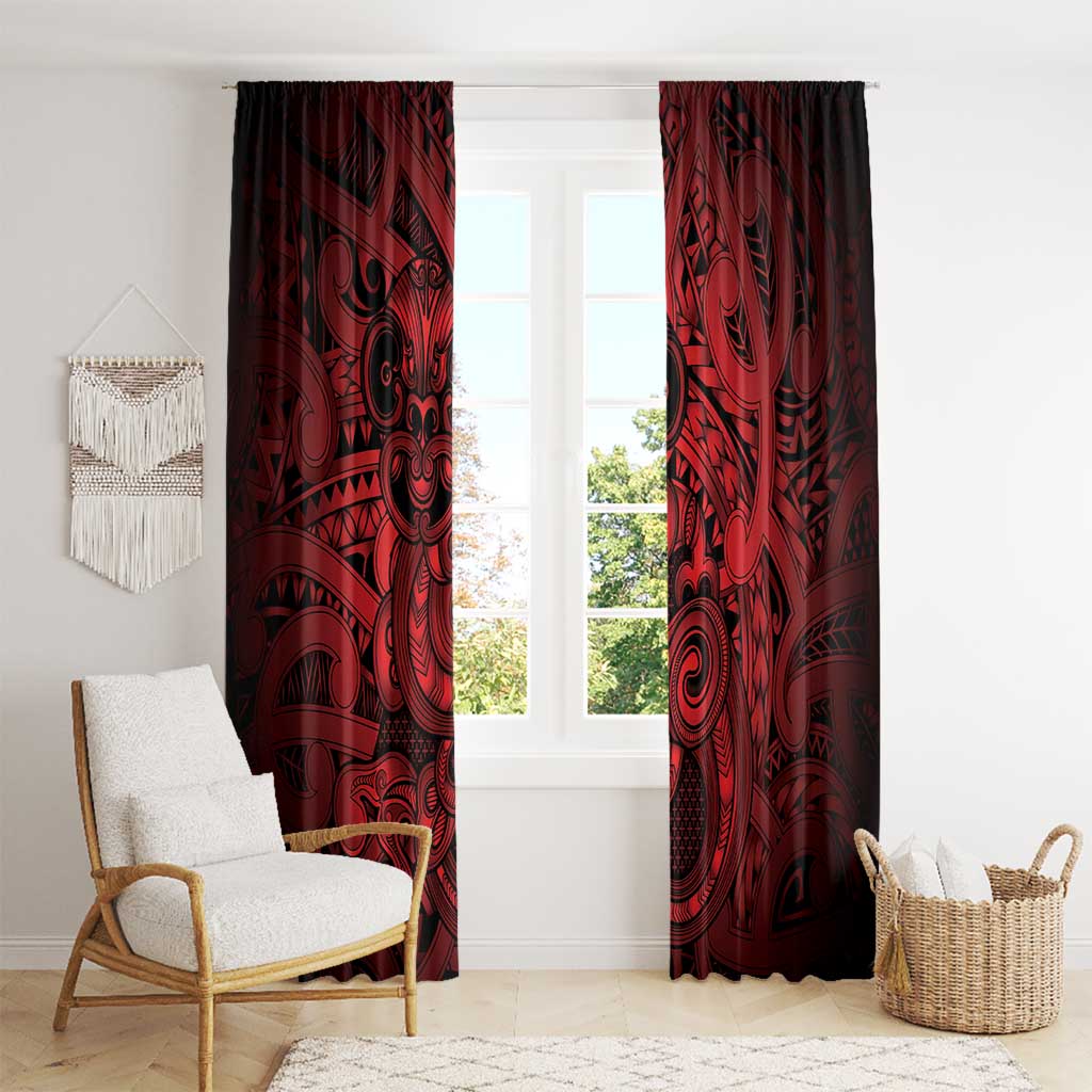 Aotearoa Maori Hei Tiki Window Curtain Whero Kowhaiwhai Puhoro Motif LT9 - Polynesian Pride