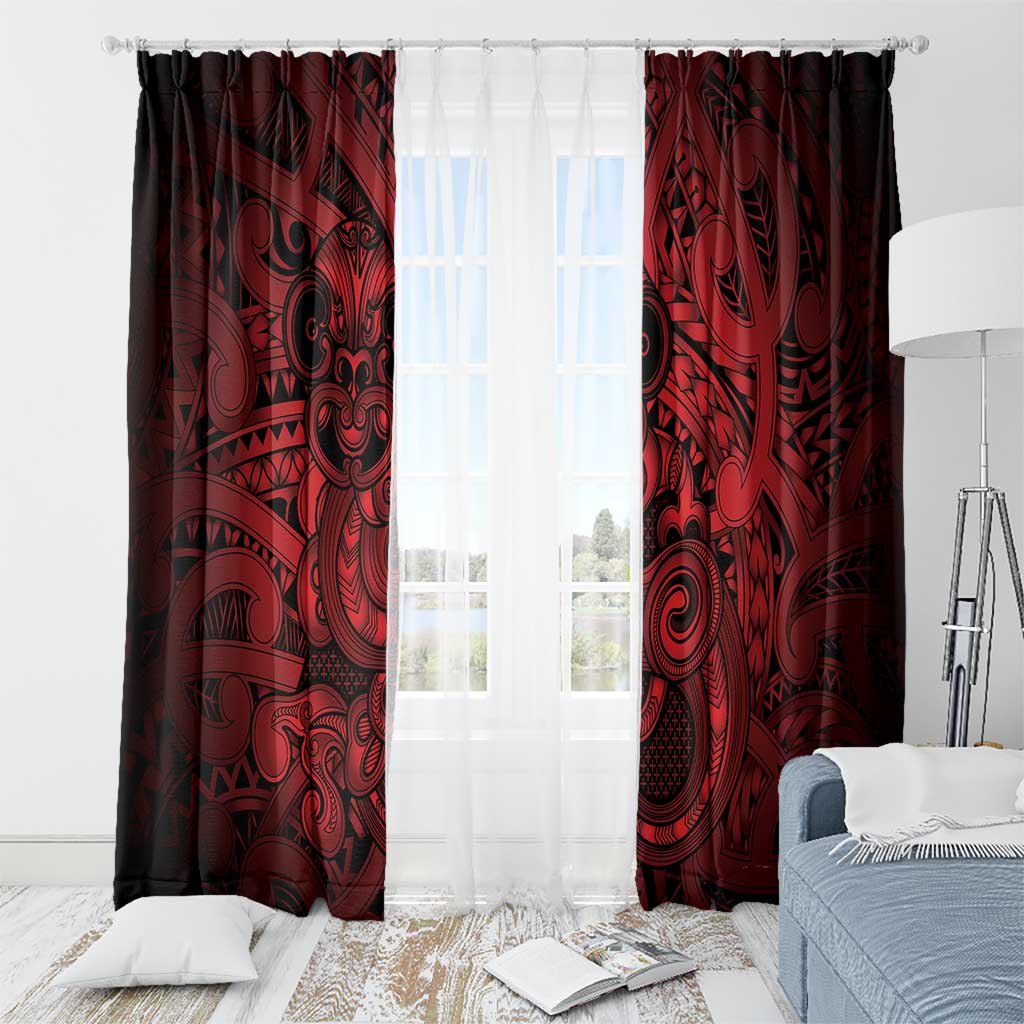 Aotearoa Maori Hei Tiki Window Curtain Whero Kowhaiwhai Puhoro Motif LT9 - Polynesian Pride