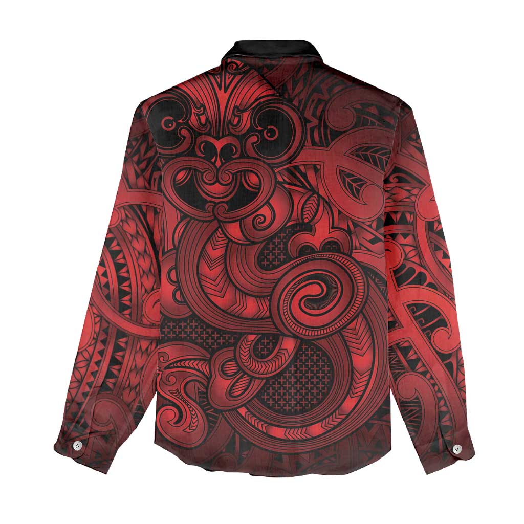 Aotearoa Maori Hei Tiki Women Casual Shirt Whero Kowhaiwhai Puhoro Motif LT9 - Polynesian Pride