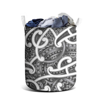 Aotearoa Maori Kowhaiwhai Laundry Basket Kiwikiwi Puhoro and Patiki