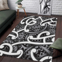 Aotearoa Maori Kowhaiwhai Area Rug Kiwikiwi Puhoro and Patiki LT9 Grey - Polynesian Pride