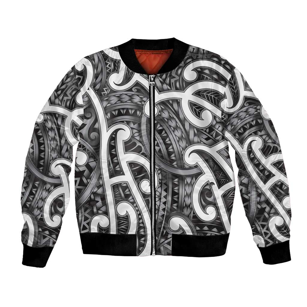 Aotearoa Maori Kowhaiwhai Bomber Jacket Kiwikiwi Puhoro and Patiki