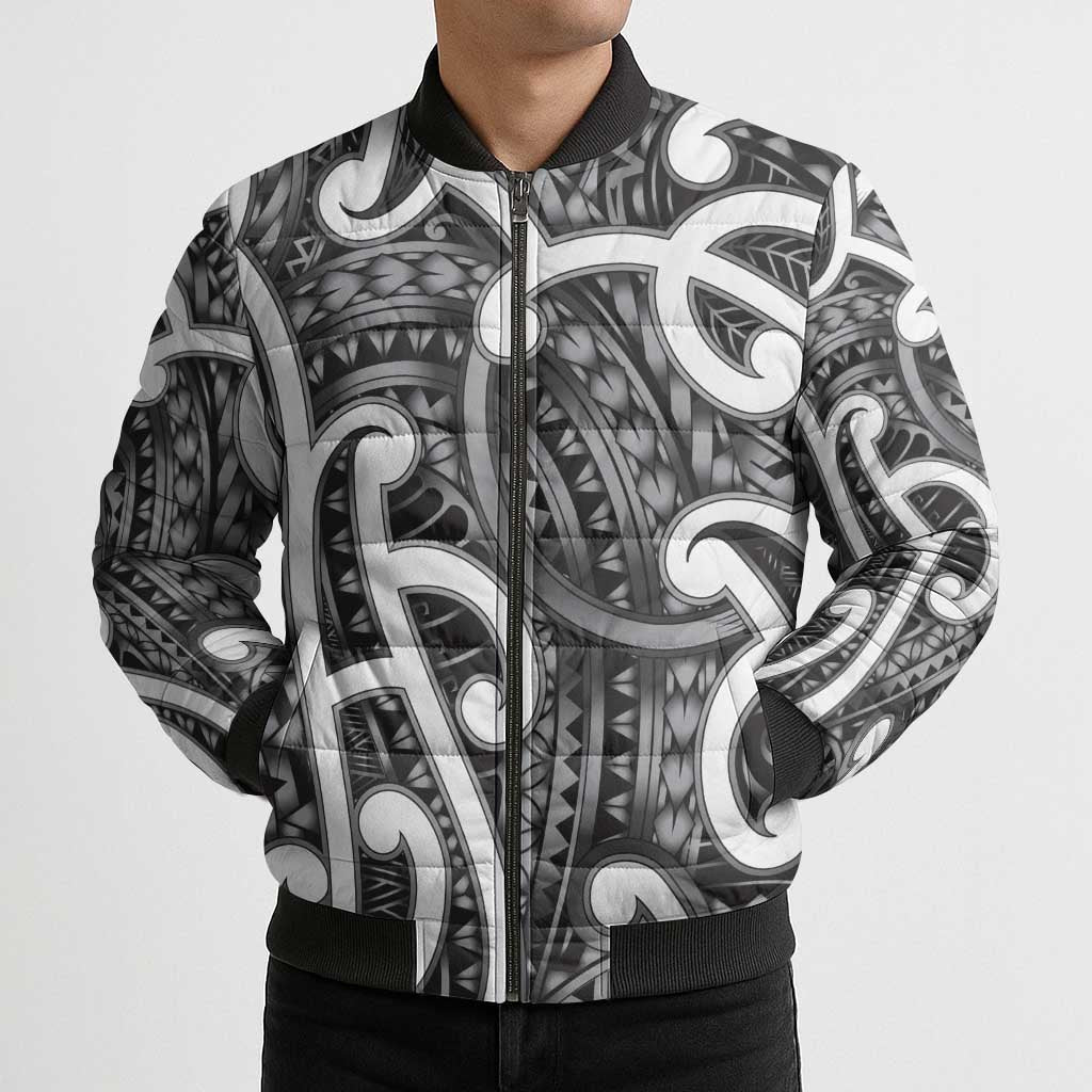 Aotearoa Maori Kowhaiwhai Bomber Puffer Jacket Kiwikiwi Puhoro and Patiki