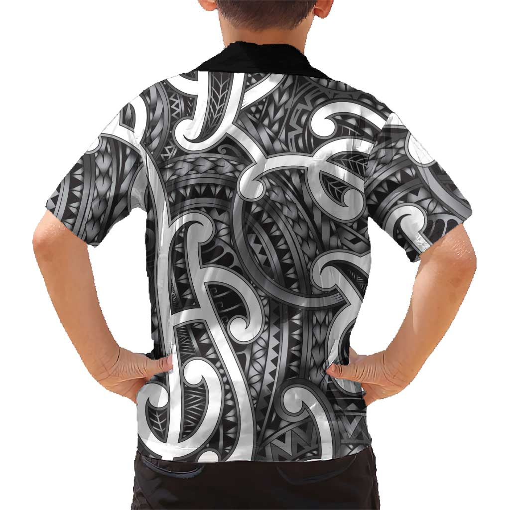 Aotearoa Maori Kowhaiwhai Family Matching Off Shoulder Short Dress and Hawaiian Shirt Kiwikiwi Puhoro and Patiki LT9 - Polynesian Pride