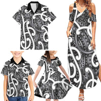 Aotearoa Maori Kowhaiwhai Family Matching Summer Maxi Dress and Hawaiian Shirt Kiwikiwi Puhoro and Patiki LT9 - Polynesian Pride