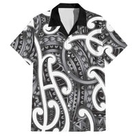 Aotearoa Maori Kowhaiwhai Family Matching Summer Maxi Dress and Hawaiian Shirt Kiwikiwi Puhoro and Patiki LT9 Dad's Shirt - Short Sleeve Grey - Polynesian Pride