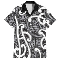 Aotearoa Maori Kowhaiwhai Hawaiian Shirt Kiwikiwi Puhoro and Patiki LT9 Grey - Polynesian Pride