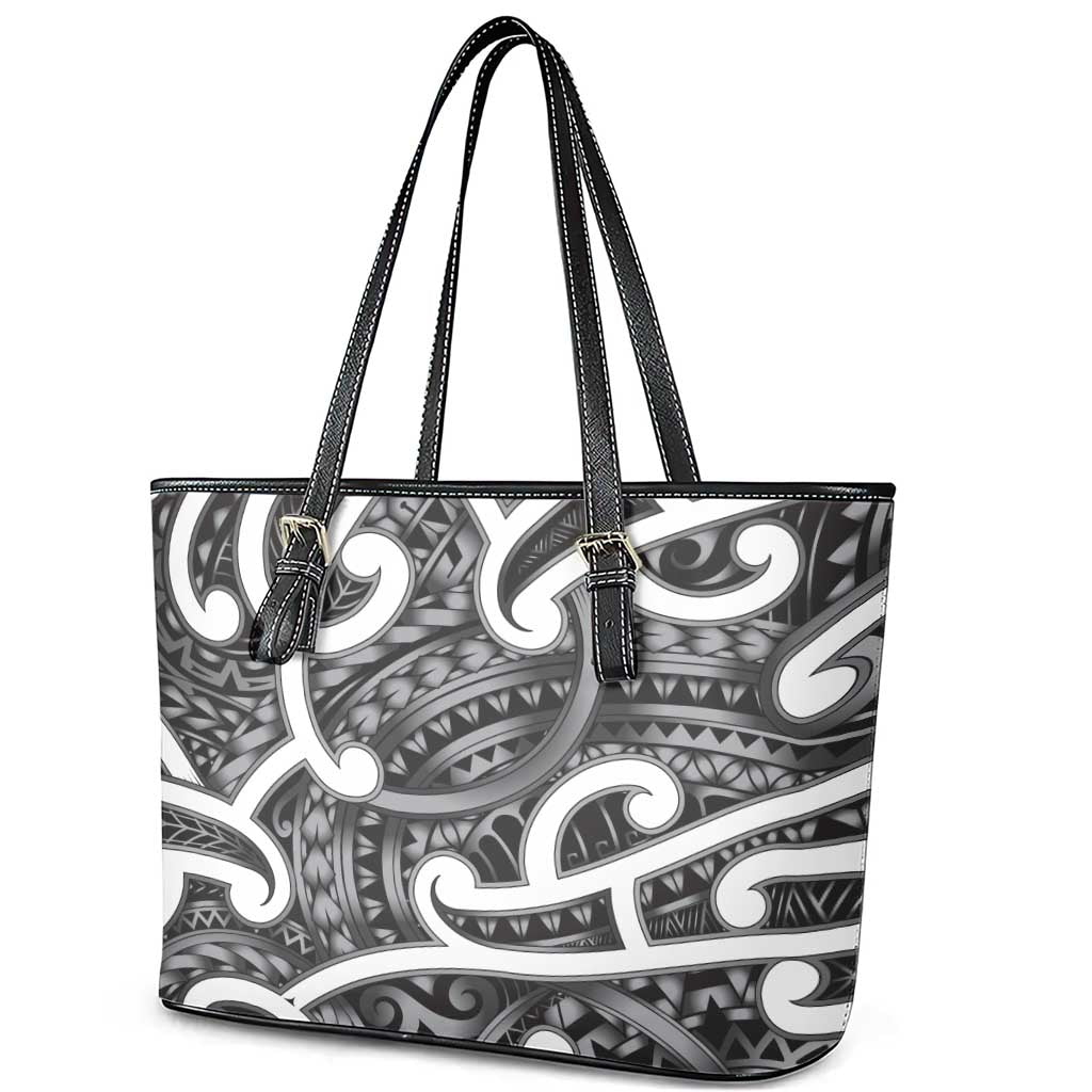 Aotearoa Maori Kowhaiwhai Leather Tote Bag Kiwikiwi Puhoro and Patiki