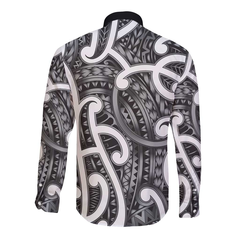 Aotearoa Maori Kowhaiwhai Long Sleeve Button Shirt Kiwikiwi Puhoro and Patiki