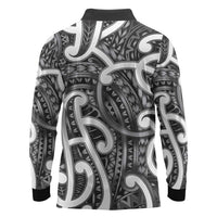 Aotearoa Maori Kowhaiwhai Long Sleeve Polo Shirt Kiwikiwi Puhoro and Patiki