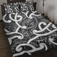 Aotearoa Maori Kowhaiwhai Quilt Bed Set Kiwikiwi Puhoro and Patiki LT9 Grey - Polynesian Pride