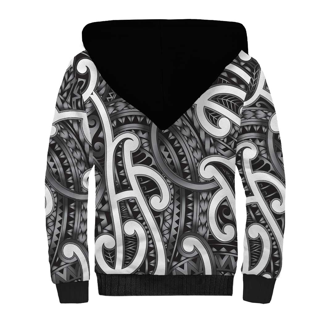 Aotearoa Maori Kowhaiwhai Sherpa Hoodie Kiwikiwi Puhoro and Patiki