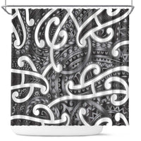 Aotearoa Maori Kowhaiwhai Shower Curtain Kiwikiwi Puhoro and Patiki