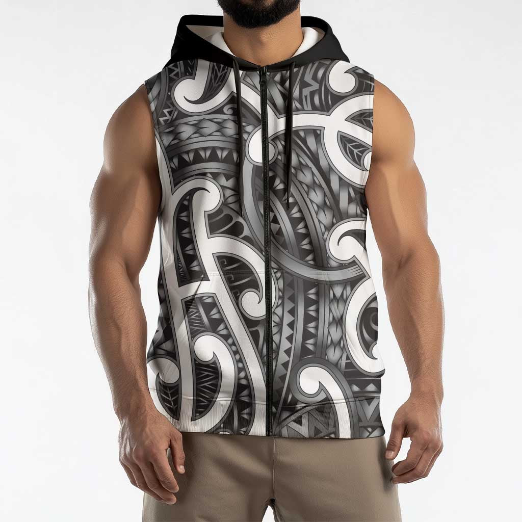 Aotearoa Maori Kowhaiwhai Sleeveless Zip Hoodie Kiwikiwi Puhoro and Patiki LT9 - Polynesian Pride