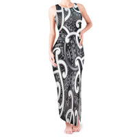 Aotearoa Maori Kowhaiwhai Tank Maxi Dress Kiwikiwi Puhoro and Patiki LT9 Women Grey - Polynesian Pride
