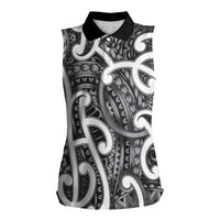 Aotearoa Maori Kowhaiwhai Women Sleeveless Polo Shirt Kiwikiwi Puhoro and Patiki