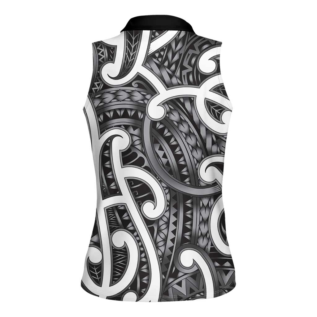 Aotearoa Maori Kowhaiwhai Women Sleeveless Polo Shirt Kiwikiwi Puhoro and Patiki