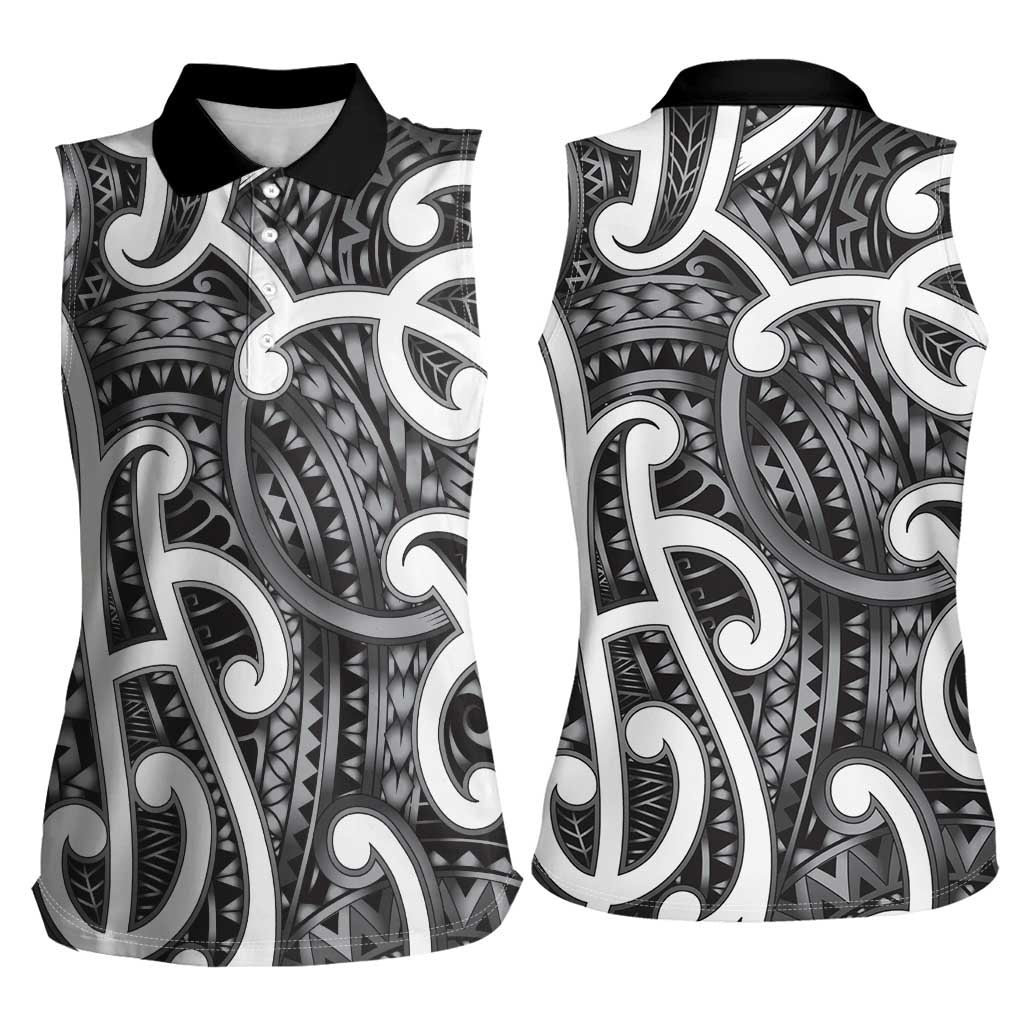 Aotearoa Maori Kowhaiwhai Women Sleeveless Polo Shirt Kiwikiwi Puhoro and Patiki