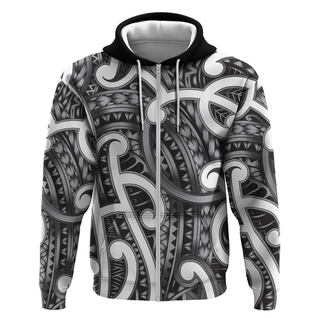 Aotearoa Maori Kowhaiwhai Zip Hoodie Kiwikiwi Puhoro and Patiki LT9 Zip Hoodie Grey - Polynesian Pride