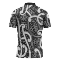 Aotearoa Maori Kowhaiwhai Zipper Polo Shirt Kiwikiwi Puhoro and Patiki