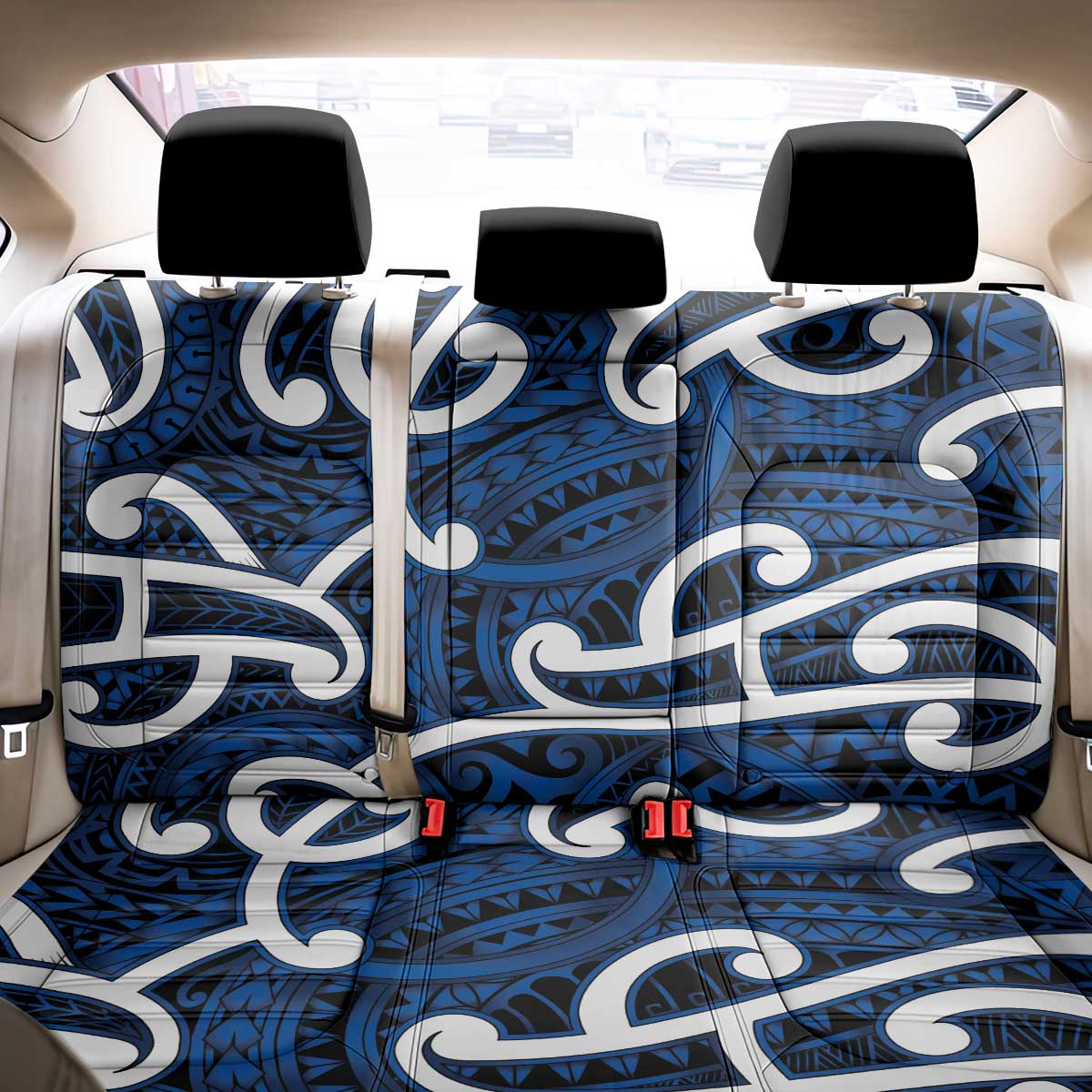 Aotearoa Maori Kowhaiwhai Back Car Seat Cover Kikorangi Puhoro and Patiki LT9 - Polynesian Pride