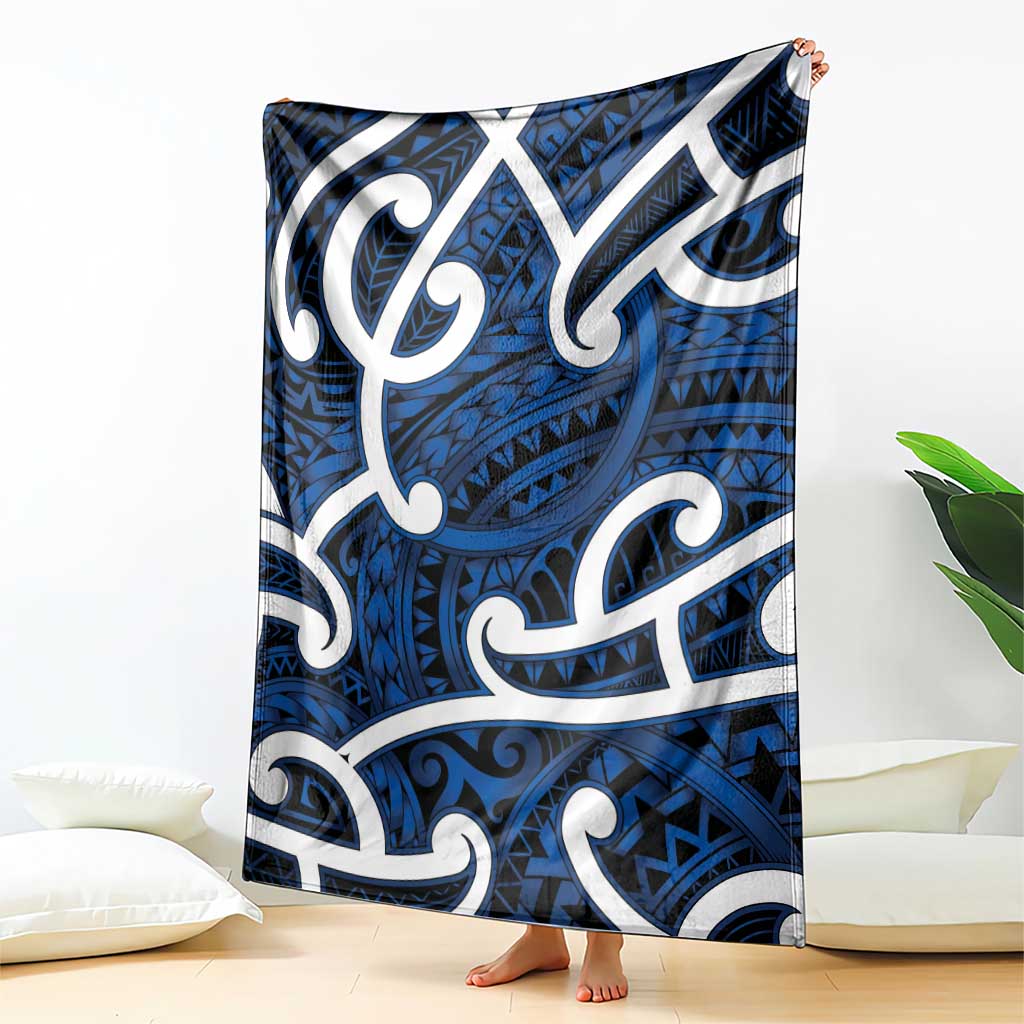 Aotearoa Maori Kowhaiwhai Blanket Kikorangi Puhoro and Patiki
