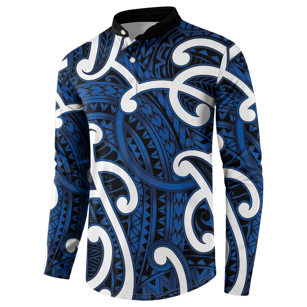 Aotearoa Maori Kowhaiwhai Button Sweatshirt Kikorangi Puhoro and Patiki LT9 - Polynesian Pride