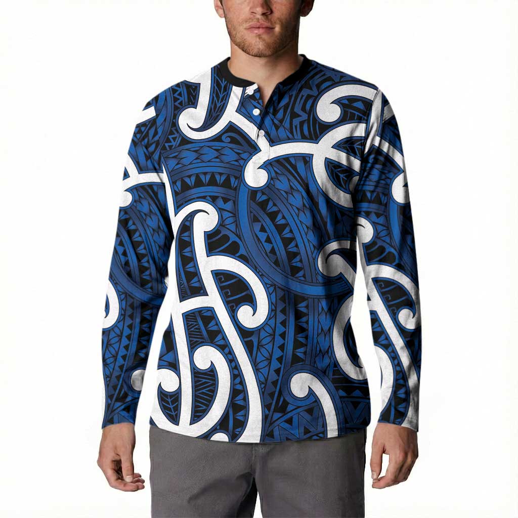Aotearoa Maori Kowhaiwhai Button Sweatshirt Kikorangi Puhoro and Patiki LT9 - Polynesian Pride