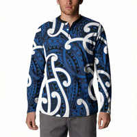Aotearoa Maori Kowhaiwhai Button Sweatshirt Kikorangi Puhoro and Patiki LT9 - Polynesian Pride