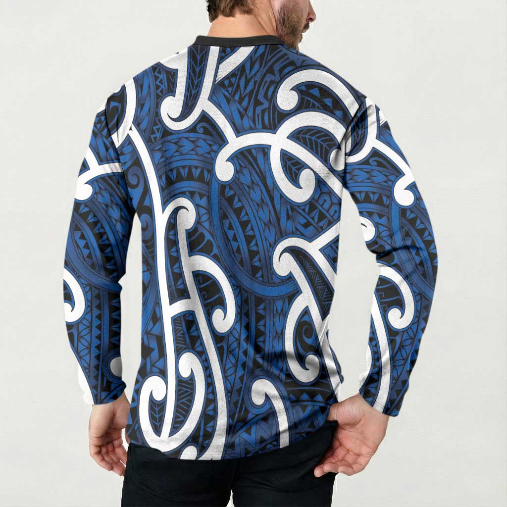 Aotearoa Maori Kowhaiwhai Button Sweatshirt Kikorangi Puhoro and Patiki LT9 - Polynesian Pride