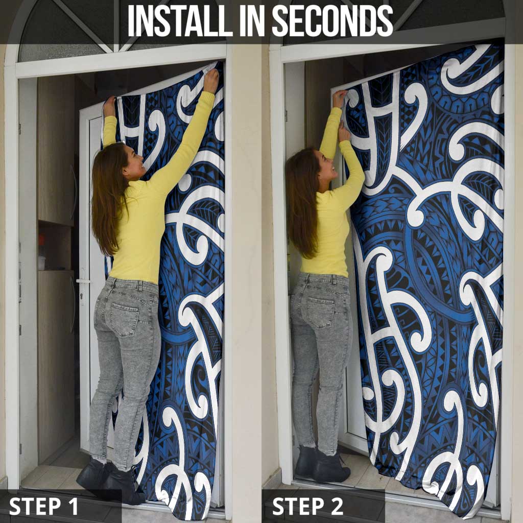 Aotearoa Maori Kowhaiwhai Door Cover Kikorangi Puhoro and Patiki LT9 - Polynesian Pride
