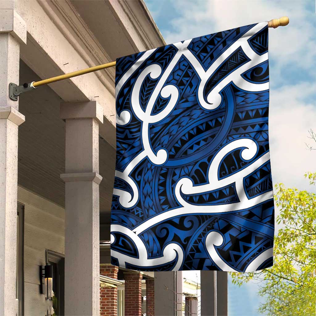 Aotearoa Maori Kowhaiwhai Garden Flag Kikorangi Puhoro and Patiki LT9 House Flag Blue - Polynesian Pride