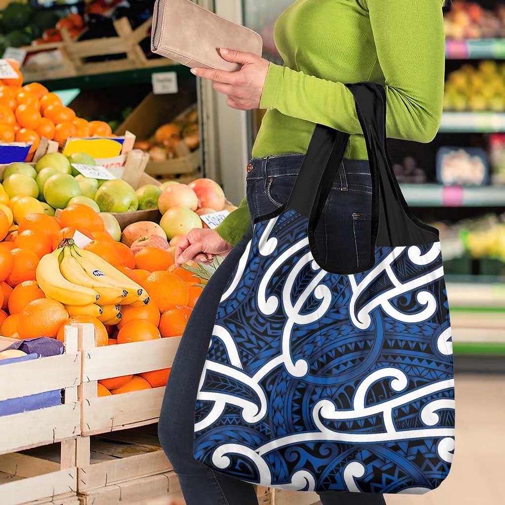 Aotearoa Maori Kowhaiwhai Grocery Bag Kikorangi Puhoro and Patiki