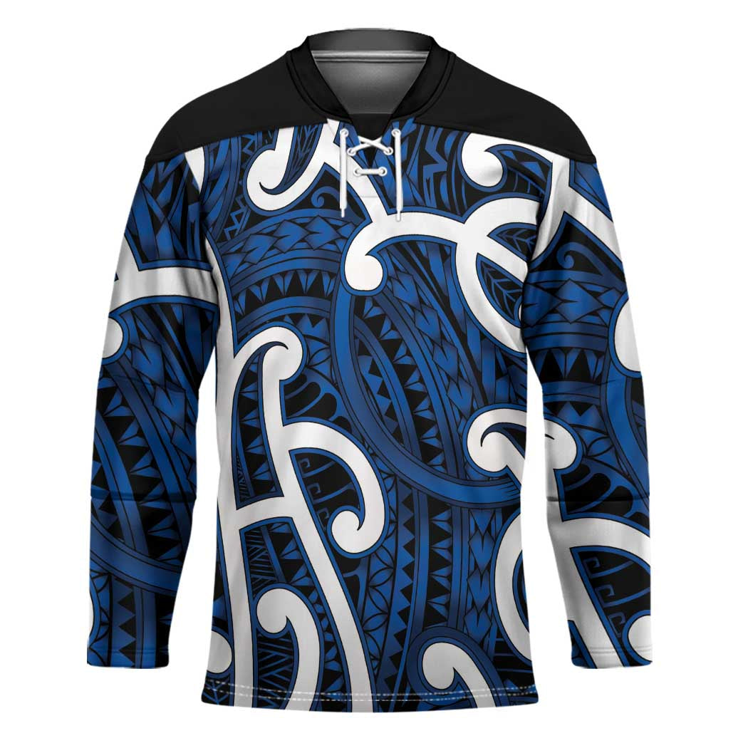 Aotearoa Maori Kowhaiwhai Hockey Jersey Kikorangi Puhoro and Patiki LT9 Unisex Blue - Polynesian Pride