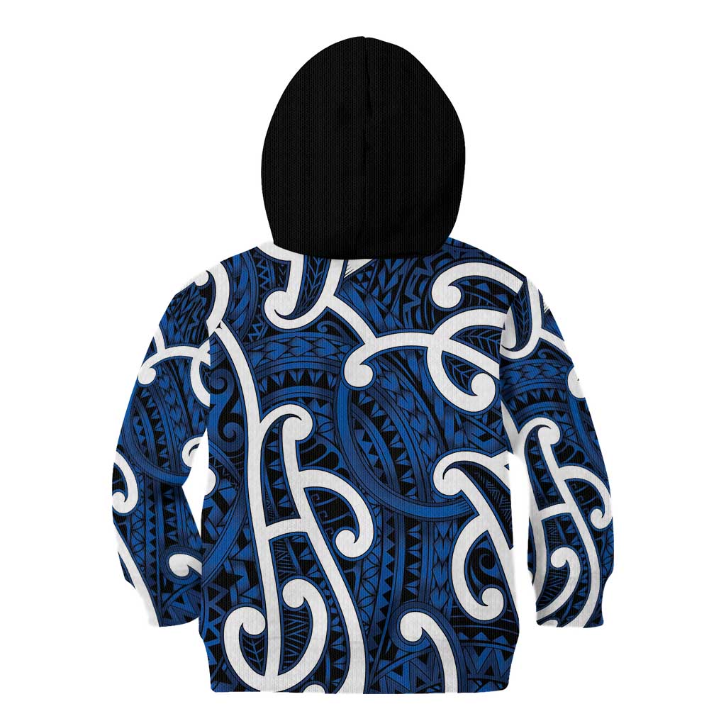Aotearoa Maori Kowhaiwhai Kid Hoodie Kikorangi Puhoro and Patiki LT9 - Polynesian Pride