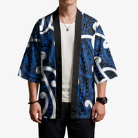 Aotearoa Maori Kowhaiwhai Kimono Kikorangi Puhoro and Patiki