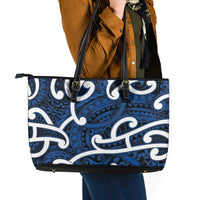 Aotearoa Maori Kowhaiwhai Leather Tote Bag Kikorangi Puhoro and Patiki