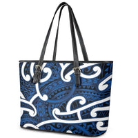 Aotearoa Maori Kowhaiwhai Leather Tote Bag Kikorangi Puhoro and Patiki
