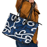 Aotearoa Maori Kowhaiwhai Leather Tote Bag Kikorangi Puhoro and Patiki