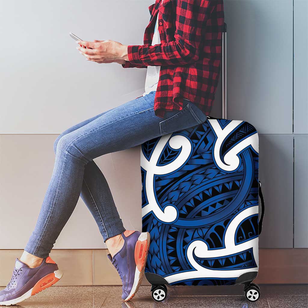 Aotearoa Maori Kowhaiwhai Luggage Cover Kikorangi Puhoro and Patiki LT9 - Polynesian Pride