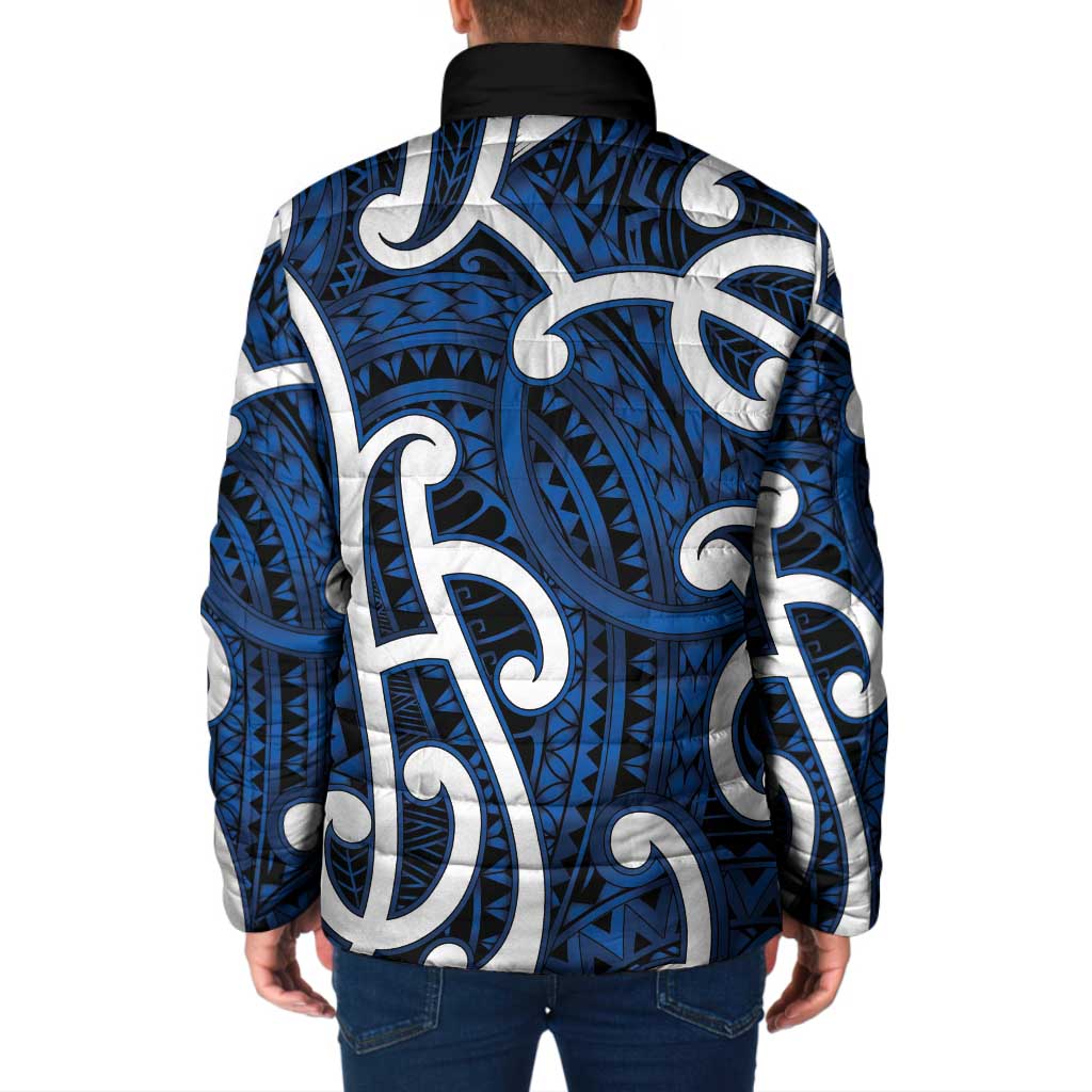 Aotearoa Maori Kowhaiwhai Padded Jacket Kikorangi Puhoro and Patiki