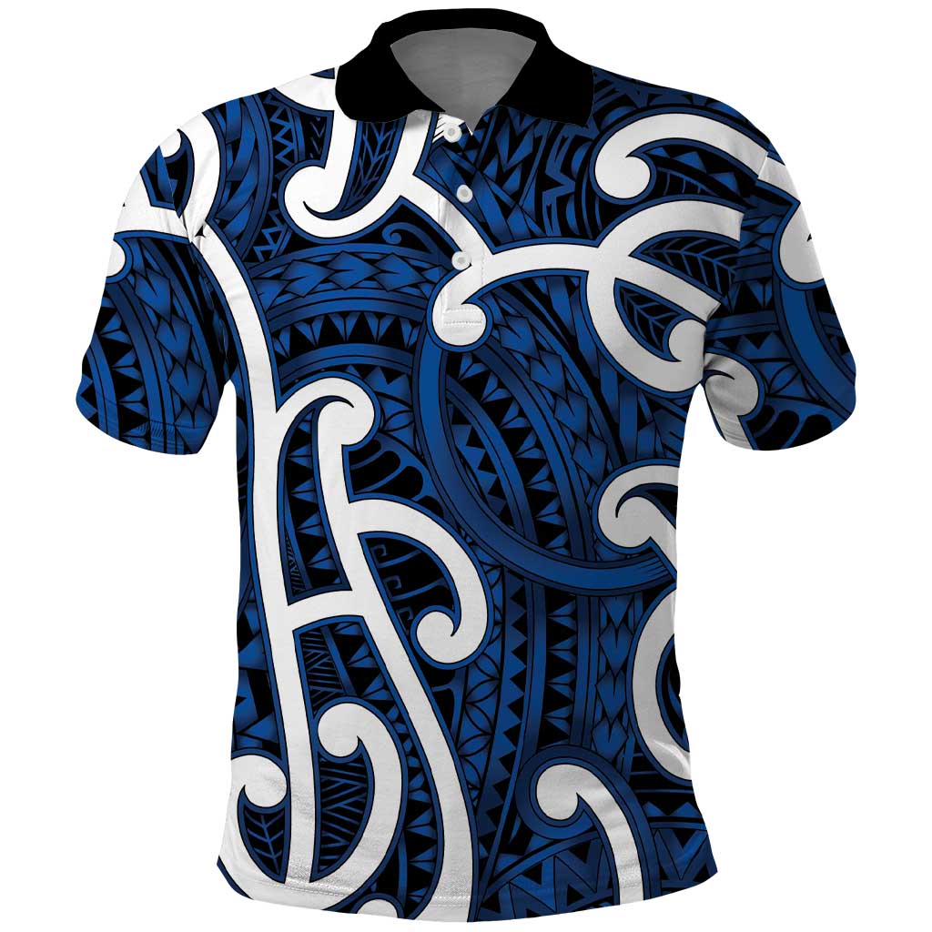 Aotearoa Maori Kowhaiwhai Polo Shirt Kikorangi Puhoro and Patiki