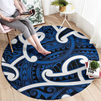 Aotearoa Maori Kowhaiwhai Round Carpet Kikorangi Puhoro and Patiki
