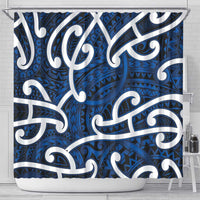 Aotearoa Maori Kowhaiwhai Shower Curtain Kikorangi Puhoro and Patiki LT9 - Polynesian Pride