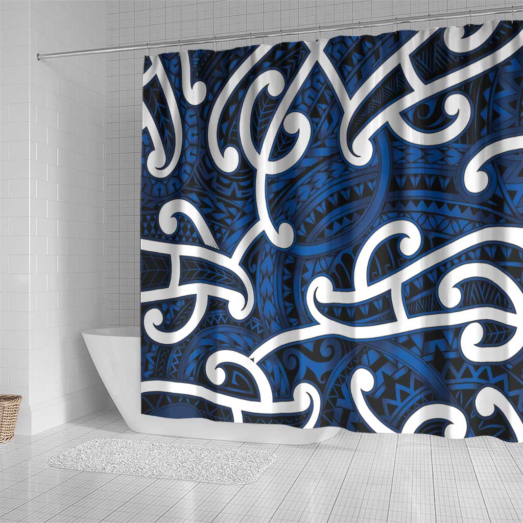 Aotearoa Maori Kowhaiwhai Shower Curtain Kikorangi Puhoro and Patiki LT9 - Polynesian Pride