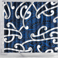 Aotearoa Maori Kowhaiwhai Shower Curtain Kikorangi Puhoro and Patiki LT9 - Polynesian Pride